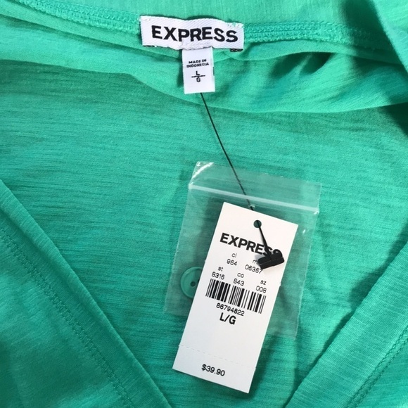 Price firm EXPRESS Green Deep V-Neck Long Sleeve Button Up Cardigan Size Large - Picture 6 of 7